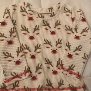Mud Pie Reindeer Print Kids Shirt - White and Brown